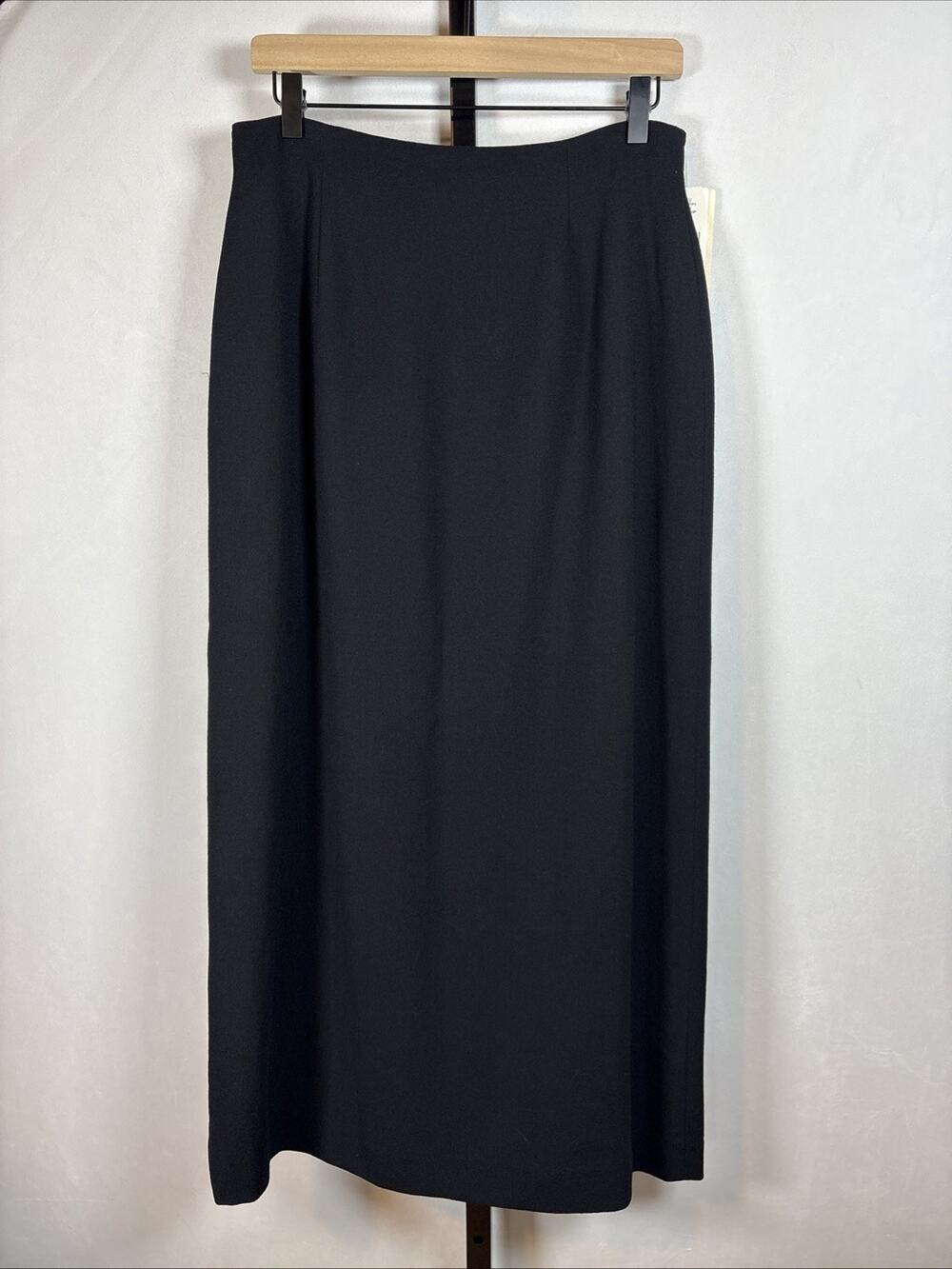 Vintage Jones New York Maxi Skirt Women's 12 Black 100% Pure New Wool Minimalist